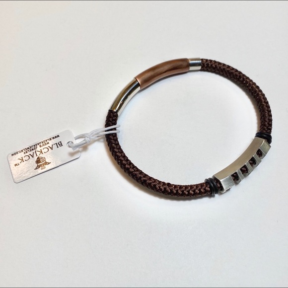 BLACKJACK Other - Men’s BLACKJACK Steel Cord Bracelet BROWN NWT